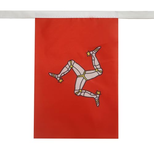 Image of AZ FLAG Isle of Man 6 meters BUNTING Flag 20 flags 9'' x 6'' - Manx - English STRING flags 15 x 21 cm
