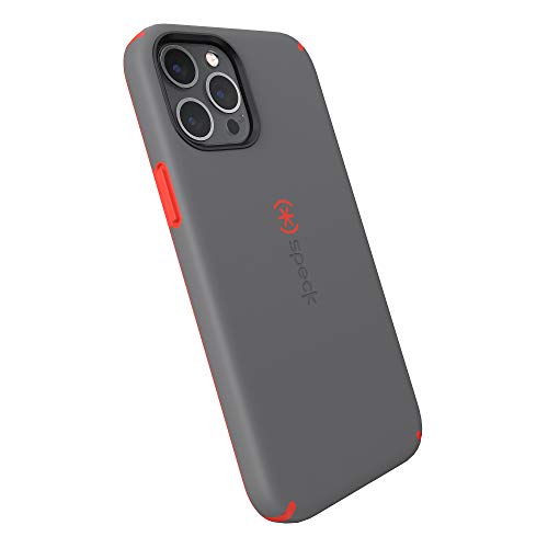 Speck Products CandyShell Pro iPhone 12 Pro Max Case, Moody Grey/Turbo Red (137607-9228)