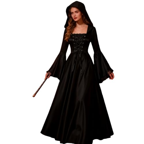Vestido de bruja vintage, disfraz de vampiro de Halloween para mujer, disfraz de terror para vacaciones, disfraz de bruja de Halloween, para casa encantada, cosplay, evento, teatro, sala de escape