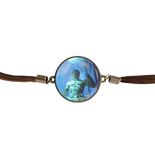 Arthwick Store Poseidon Greek Mythology Statue Under Water Leather Bracelet Wristband