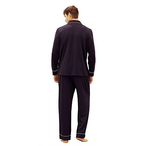 7 VEILS Men's Pajama Set Viscose Made from Bamboo Modal Sleepwear Button-Down Long Sleeve Pj Set2