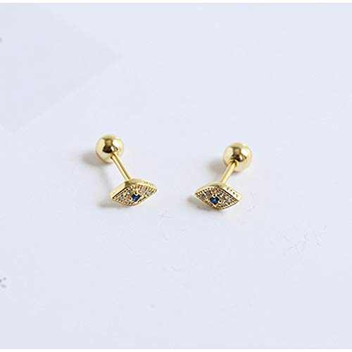 20G Blue Evil Eye Mini Cz Stud Earrings For Women Little Girls Dainty Minimalist 925 Sterling Silver Tiny Cartilage Tragus Small Cute Screw Back Hypoallergenic Studs For Daughter Bff Birthday (Gold) #TOP1