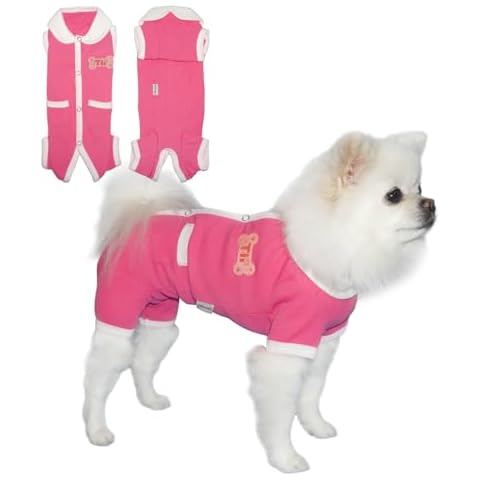 TONY HOBY Female Dog Pajamas, Dog Jumpsuit with Cute Collar, Dog Pajamas for Small Medium Dogs (Pink, Girl, XL) Cover