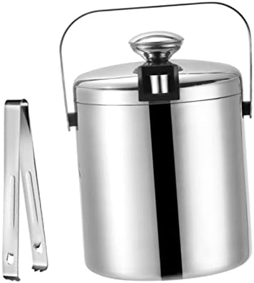 Zerodeko 1pc Ice Bucket with Tongs Beverage Tub Ice Bucket for Buckets Portable Fridge Freezer Round Cooling Bucket Metal Tub Tubs with Lids Mini Bucket Glass Car Travel