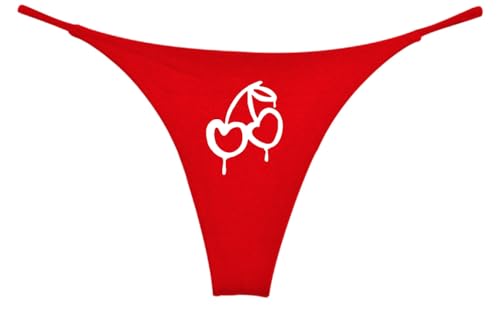NE Beauty Wild Cherry Womens Thong (Pack of 1) Red White Cherries Fruit Medium