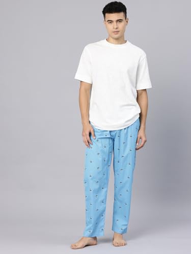 Image of Majestic Man Men's Printed Pure Cotton Lounge Pyjama | Comfort Fit | Elastic Waist with Drawstring | 3 Pockets | Button Closure