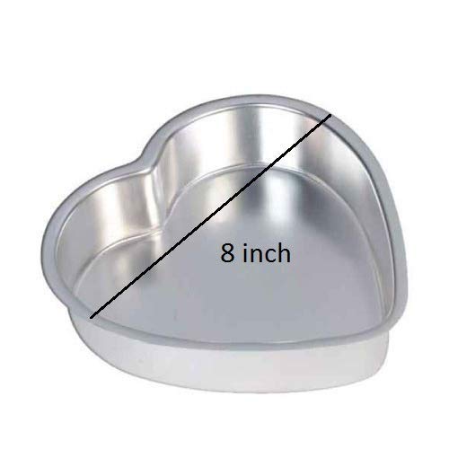 BAKERS 4U Heart Shape Aluminum Baking Cake Mold | Cake Pan | Cake Pot (8 inches in Length, 2 inches in Height), Silver 1