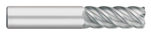 Titan TC63816 Solid Carbide End Mill, Regular Length, 5 Flute, Corner Radius, 45 degree Angle Helix, Uncoated, 1/4