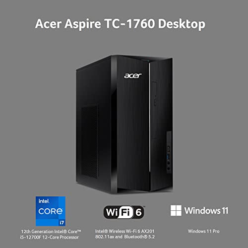Acer Aspire Tc-1760-Ua93 Desktop | Intel Core I7-12700F 12-Core | Nvidia Geforce Gtx 1660 Super | 16Gb Ddr4 | 512Gb Ssd | 1Tb Hdd | 8X Dvd | Intel Wi-Fi 6 Ax201 | Bluetooth 5.2 | Windows 11 Pro #TOP1
