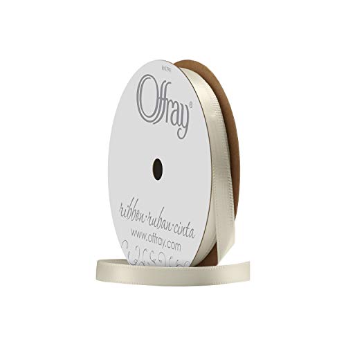 Image of Berwick Offray 061527 1 /4 inch Wide Single Face Satin Ribbon, Antique White Ivory, 20 Yds