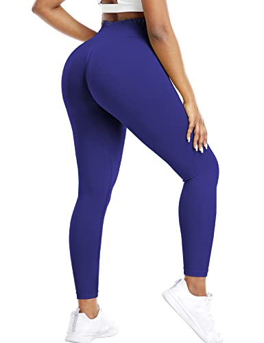 ZAAYO Scrunch Butt Legging de sport pour femme Gym Booty Fitness Opaque Long Pantalon de sport Collant, #2 Bleu, S Cover