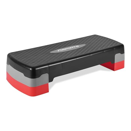 MSPORTS Steppbrett Home inkl. Übungsposter + Workout App GRATIS | 2 - Fach höhenverstellbar Studio Stepper (Schwarz)