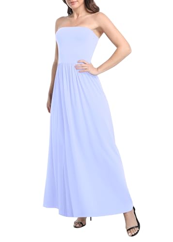 Image of Urban CoCo Summer Strapless Ruched Maxi Dress for Women Sleeveless A Line Flowy Party Wedding Guest Long Dresses