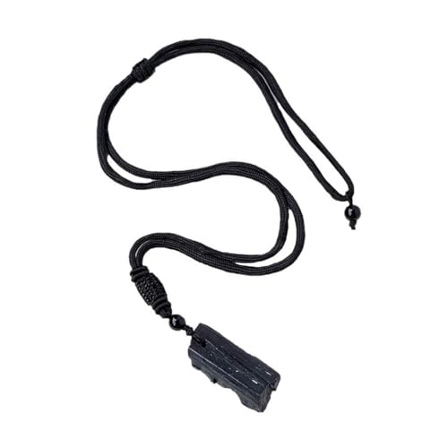 OIXEY 1 pieza collar de turmalina negra, piedra curativa, colgante de turmalina, obsidiana negra, con cinta de algodón negra, regalo para hombres y mujeres
