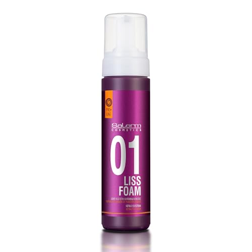 SALERM - Espuma Pelo Liso - Pro Line Liss Foam 01 - 200 ml - Facilita y Mejora el Resultado del Alisado - Antiencrespameinto - Fijación Suave - Protector Térmico - Trata y Repara el Cabello