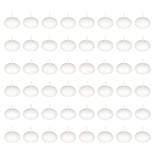 Mega Candles 48 pcs Unscented White Floating Candles, Hand Poured Wax Candle 1.5 Inch Diameter, Home Décor, Wedding Receptions, Baby Showers, Birthdays, Celebrations, Meditations, Spas