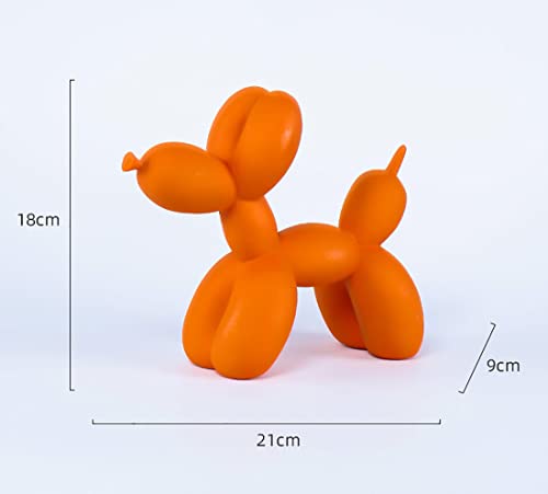 FYBlossom Modern Skulptur Dekofigur Ballon Hund Harz Statue, Kunst Tier Statue Tischdeko, Kreativität Handwerk Geschenk Für Desktop Wohnzimmer Kuchen Bäckerei (Orange)