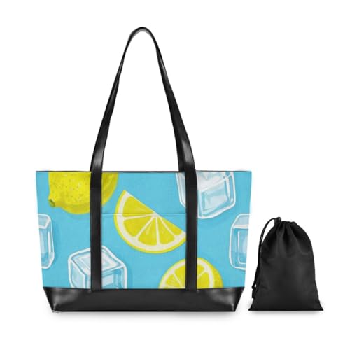 Summer Blue Ice Lemon Large Capacity work handbags for women with zipper tote bags for gym with bolso para laptop2