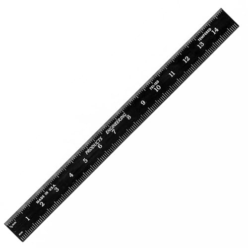 PEC Tools 150mm Metal Ruler, Stainless Steel with Black Chrome Finish, High Contrast, Made in USA