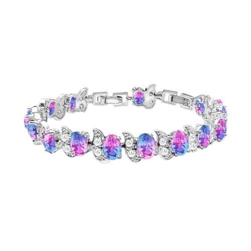 Image of LMXXVJ Fashion Tennis Bracelet Created Emerald White Gold Plated Charm Bracelet Gifts Jewelry for Women