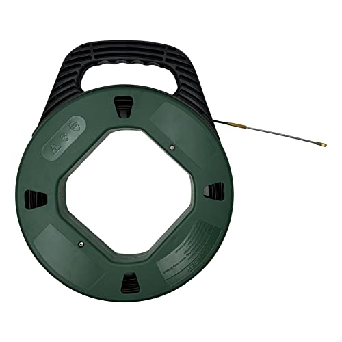 IRSCorp 100FT 3mm Fiberglass Fish Tape Reel Cable Puller with Box Cable Rods Kit Electrical Cable Puller Through Wall Wire Guide Device Threader Fish Cable Fastener Black