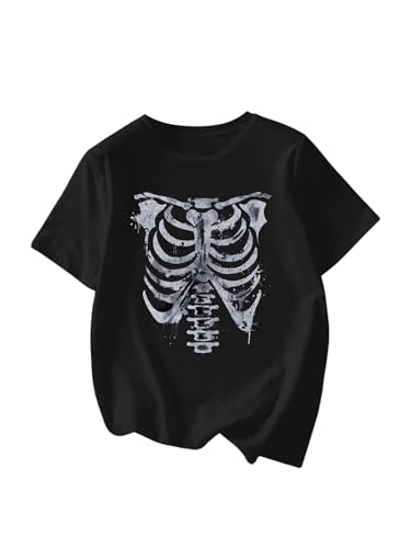Image of RoseSeek Women's Graphic Letter Tee Crew Neck Drop Shoulder Trendy Summer T Shirt Short Sleeve Vintage Car Print Top