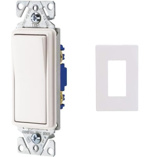 EATON 7501W-SP-L 15-Amp, 120-Volt Standard Grade Single Pole Decorator Switch Without Wallplate, White image 3