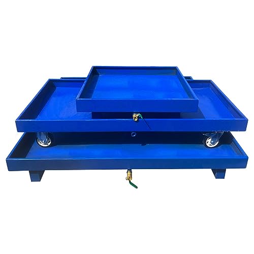 XBTGS Pallet industriale per il contenimento delle fuoriuscite con scarico, antiscivolo per la conservazione sicura di fusti dell'olio e contenitori in metallo, blu, 2 pezzi, 125 x 65 x 22,1 cm, blu