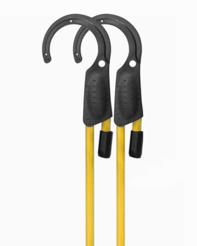 Image of Lucky Straps 60 inch Adjustable Bungee Cords with Hooks, Yellow, 5 Pack | UV-resistant Elastic Bungee Straps Adjust from 6.5 inch to 60 inch with Superior Stretch to Secure Cargo, Tents, Bikes & Luggage