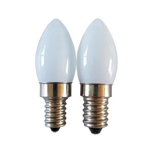 1fortunate lights, Paquete de 50 mini bombillas LED tipo vela, CC 12 V/24 V, C7, E12/E14, 2 W, color lechoso.(6500K cool white,24V E12)