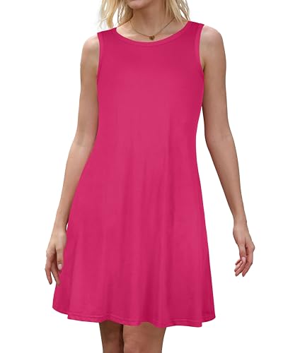 Image of JOLIGAL Womens Summer Dresses Casual Sleeveless Tshirt Sundress Beach Cover Up with Pockets Loose Tank Dress 2026