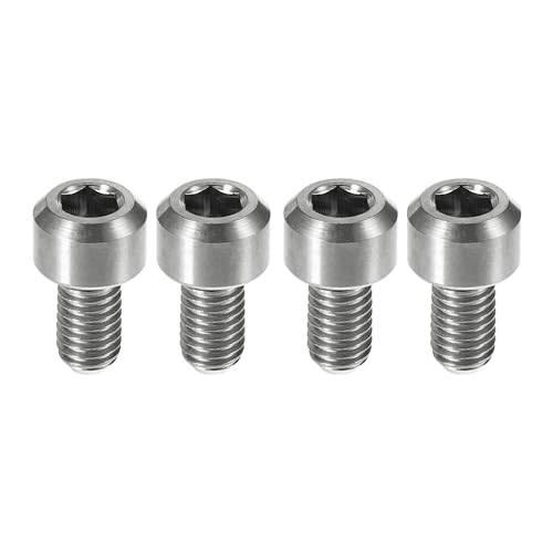 Image of 4 Pcs M5x9mm Universal Titanium Bolt - Bicycle Motorcycle - Titanium Stem Bolts Stronger - Titanium Alloy Silver Tone