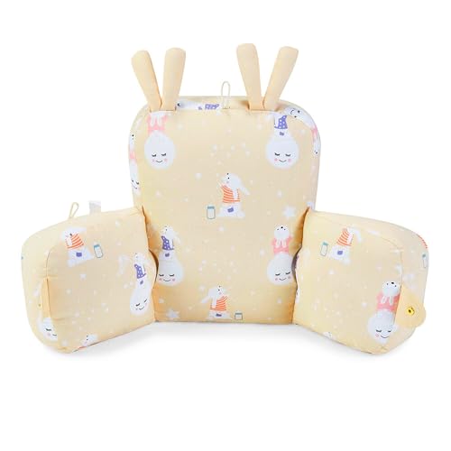 Image of haus & kinder 100% Cotton Poplin Adjustable Pillow Cum Seat for 6 to 9 Months, Head Protector for Safety, Multi Color, Size H 31cm W 21cm, Serene Dreamscape, 1Pc