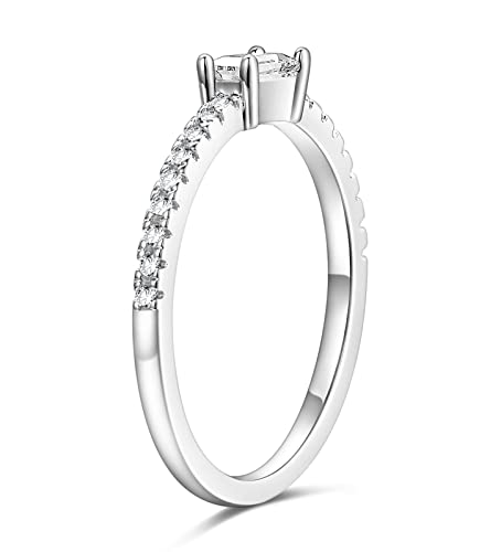 TIGRADE 1.5mm Eternity Ring Baguette Cubic Zirconia Anniversary Ring CZ Pave Wedding Band for Women Size 3-122