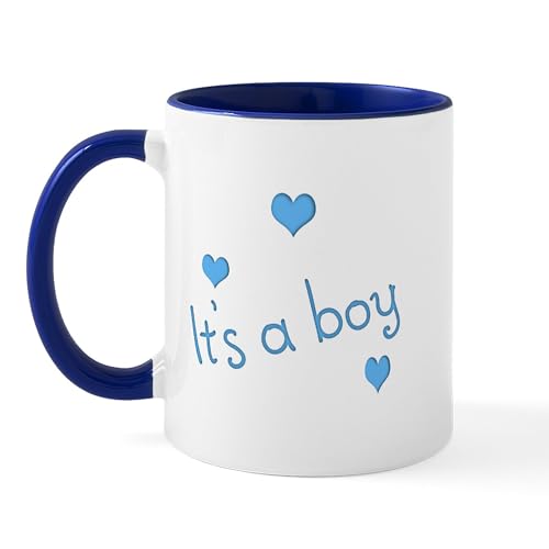 Taza de cerámica 11 oz color blanco con interior azul marino miniatura 1