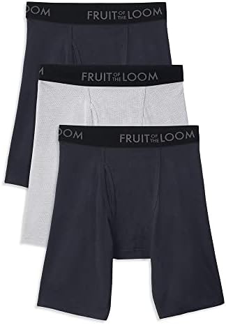 Fruit of the Loom mens Breathable Cotton (Regular & Big Man) Boxer Briefs, Long Leg - Cotton Mesh 3 Pack Assorted, XX-Large US