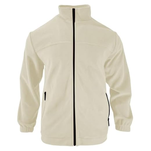 PADOLA Veste Polaire Homme Col montant Manteau Uni Blouson avec Poches Zippées Hiver Pull d'extérieur Chaude Zippé Pull Veste de Travail mi Saison Polaires de Randonnée Coupe Vent (Blanc, L)