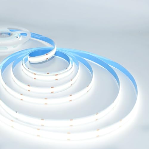 Image of COB Strip Lights,DC12V 16.4ft /5m Super Bright Dimmable 32000LM LED Light Strips, Non-Waterproof 1600 LEDs Ribbon Light, More Evener Lighting Than SMD Strip Lights (Daylight White 6500K)