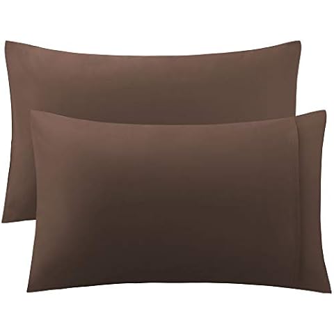 sourcing map Kissenbezug Set aus Baumwolle Kopfkissenbezug 2er mit Hotelverschluss für Wohnzimmer Schlafzimmer Braun 51x91 Cover