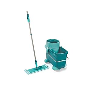 Leifheit Clean Twist XL Rugbeschermingsset, incl. rolwagen, vloerwisser met overtrek voor gevoelige vloeren zoals parket…