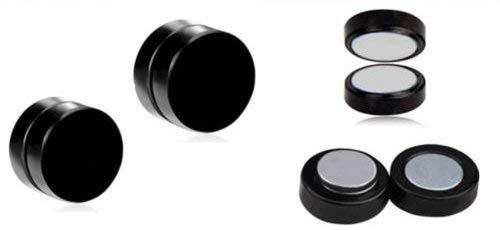hunky dory 8mm Black Barbell Magnetic Non-Piercing Stainless Steel Earring Studs For Men Women (1 Pair)-picture-36