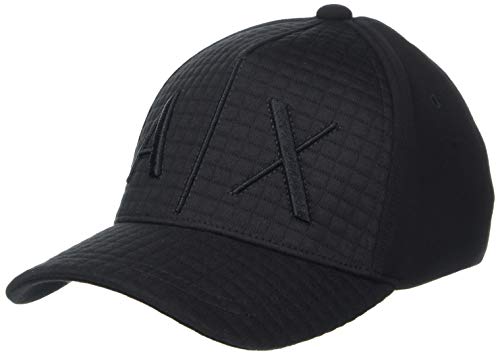 A|X Armani Exchange Men's Logo Quilted Baseball Hat, Black, One Size