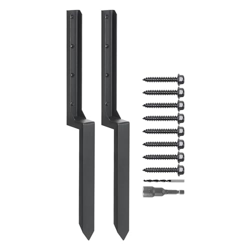 Fence Post Repair Stakes, 2/4pcs Heavy Duty Steel Fence Post Anchor with Nails, Drill, Socket, High Hardness Garden Fence Ground Spike for Reinforcement (2 spike)