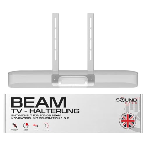 Sound bass Beam TV-Halterung Kompatibel mit Generation 1 & 2 Sonos Beam Soundbar TV-Montagehalterung Weiß Komplettes Montageset Enthalten