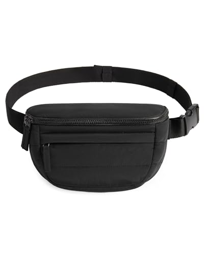Image of BAGSMART Fanny Packs for Women Cross Body Lightweight Puffy Belt Bag | Quilted Purse with Multi Pockets for Traveling Hiking Black