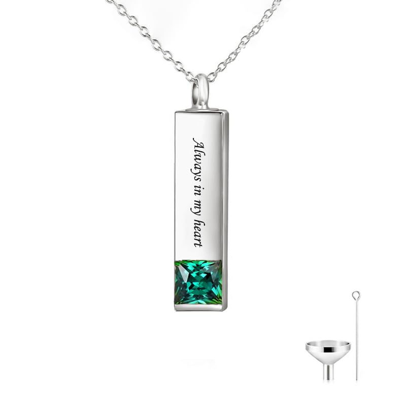 10K 14K 18K Solid Gold Personalized Bar Cremation Urn Necklace for Ashes Keepsake Urn Bar Birthstone Pendant Necklace for Women Men Cube Urn Memorial Ash Jewelry2