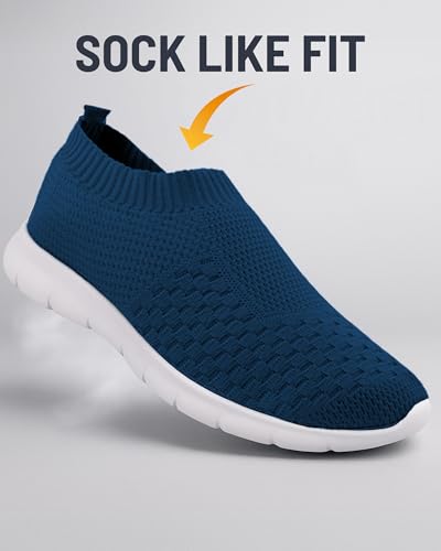Image of Kraasa Tread Walking Shoes for Men | Knitted Slip-On Sneakers