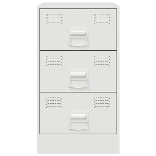 Table de chevet blanche 3 tiroirs table appoint salon chambre acier - 7