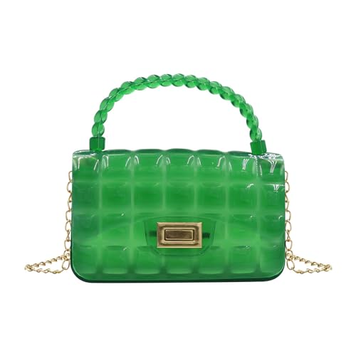 Fashion Candy Color Jelly Crossbody Bag for Women Girls Transparent Cassette Shoulder Handbag Wallet with Top Handle