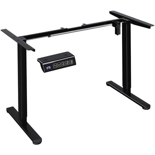 BONTEC Scrivania Elettrica Motorizzata con Memoria 3 Livelli, Telaio Regolabile Altezza 72-118 cm, Supporto Fino a 85 KG, Compatibile con Piani 102-160 cm, Nera Per Ufficio, Gaming, Studio E Lavoro